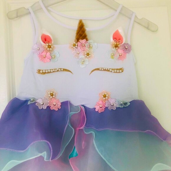 Multi-Layered Unicorn Theme Vibrant Colorful Tutu Dress Fits Girl Size 7 - 8 - Picture 5 of 5